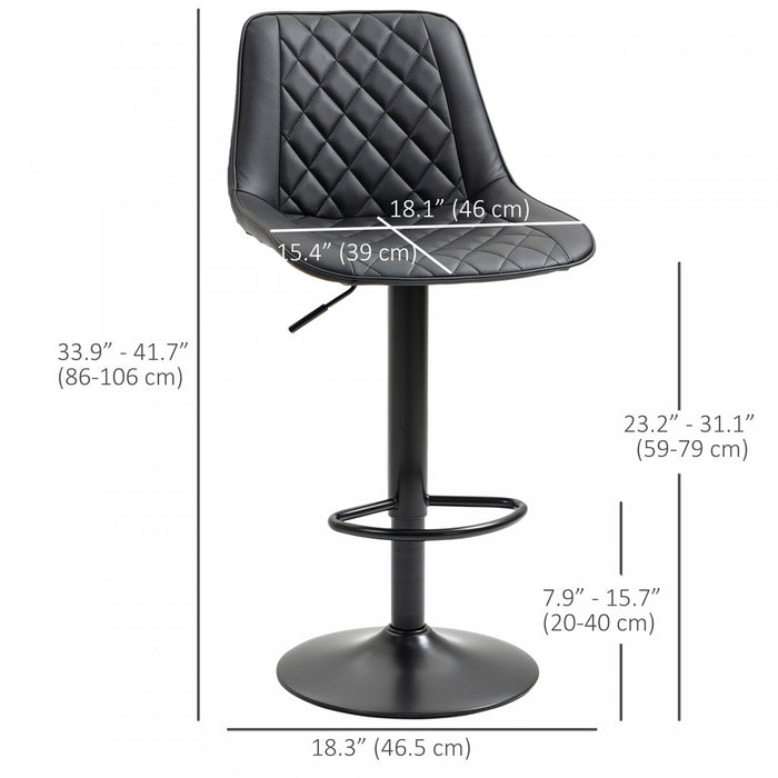 HOMCOM Bar Stools Set of 2, Adjustable Swivel Counter Height Barstools