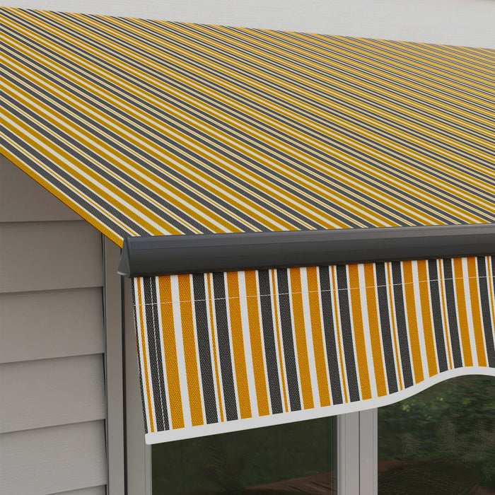 Outsunny 12' X 10' Retractable Awning, Patio Awning Sunshade Shelter With Manual Crank Handle, 280gsm Uv Resistant Fabric And Aluminum Frame, For Deck, Balcony, Yard, Amber/grey