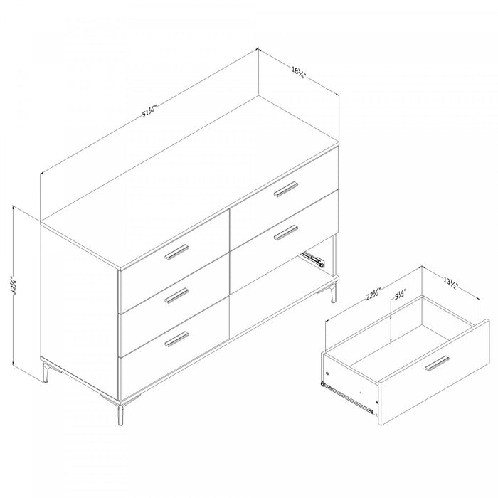 Musano 6-drawer Dresser With Metal Legs - Gray Oak 