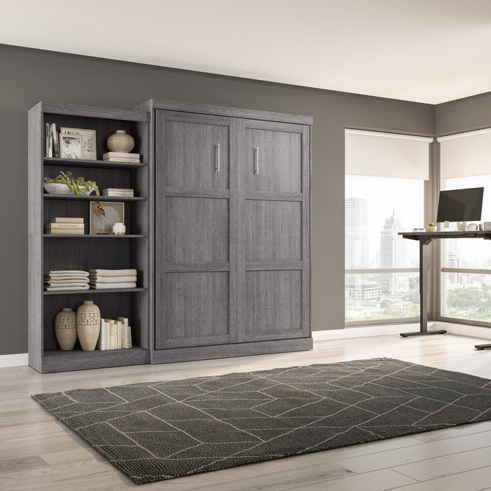 Bestar Pur Queen Murphy Bed with Closet Organizer (101 W) - Bark Grey