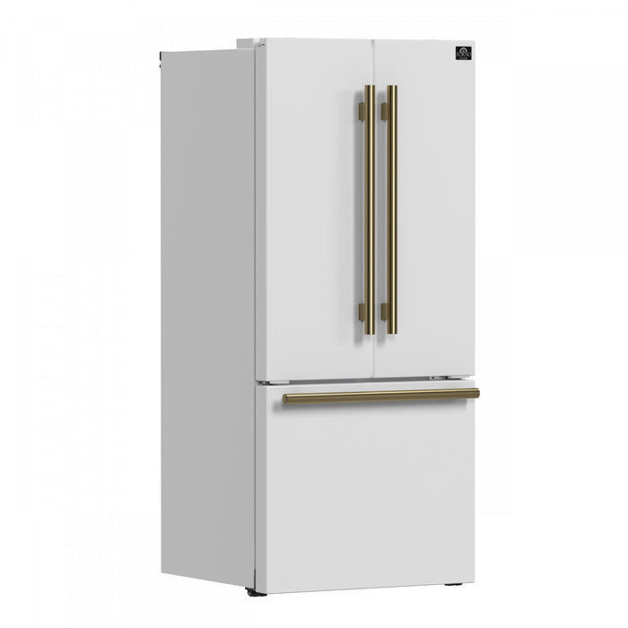 Forno Espresso Gallipoli 30-inch French Door White Refrigerator, 17.5 cu.ft. - FFFFD1974-31WHT