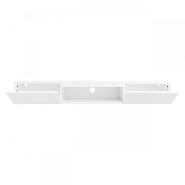 Evan Floating TV Stand with LED Lighting and Storage Doors,White