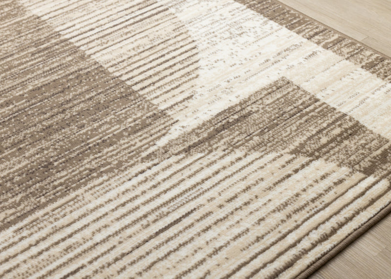 Forte Brown Beige Cream Abstract Geometric Design Area Rug - 7'9\" x 10'6\"
