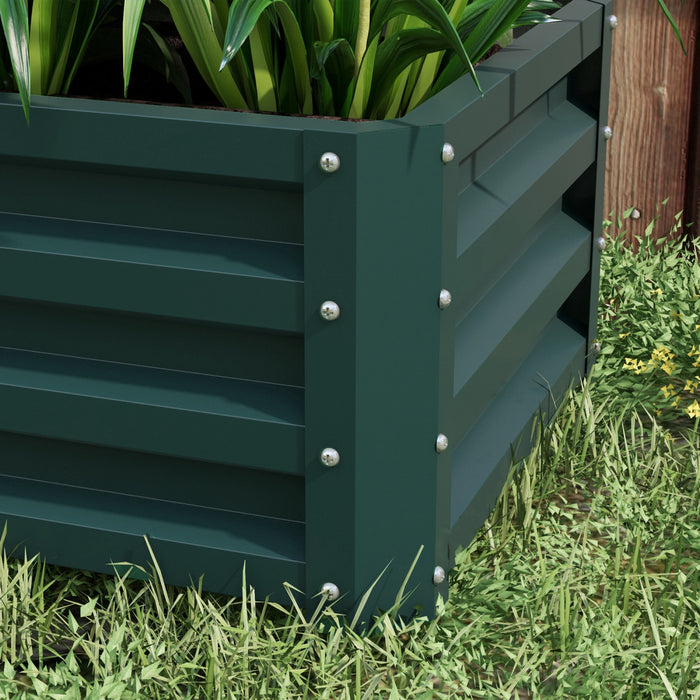 Outsunny Set Of 2 Raised Garden Bed, Steel Planters For Outdoor Plants, Elevated Planter Box, Easy-to-assemble, For Growing Flowers, Herbs And Vegetables, Green