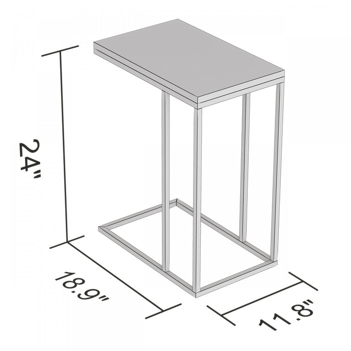 19” C-Shaped Marble Gold Metal End Table With Metal Frame - Multicolour