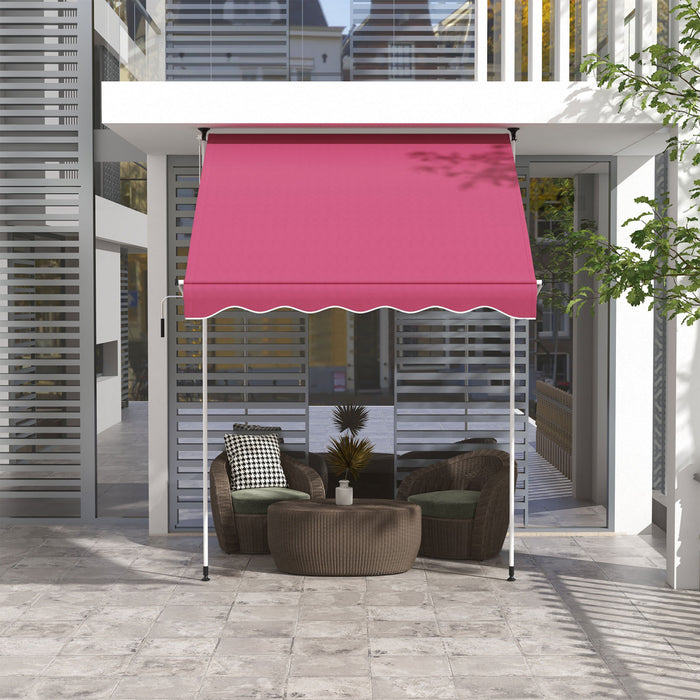 Outsunny 6.6'x5' Manual Retractable Patio Awning Window Door Sun Shade Deck Canopy Shelter Water Resistant Uv Protector Wine Red