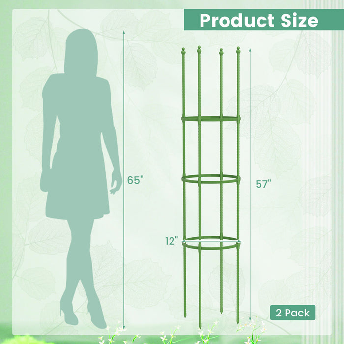 Costway 2-pack Garden Trellis 57\" Plant Support & Tomato Cages With Adjustable Height