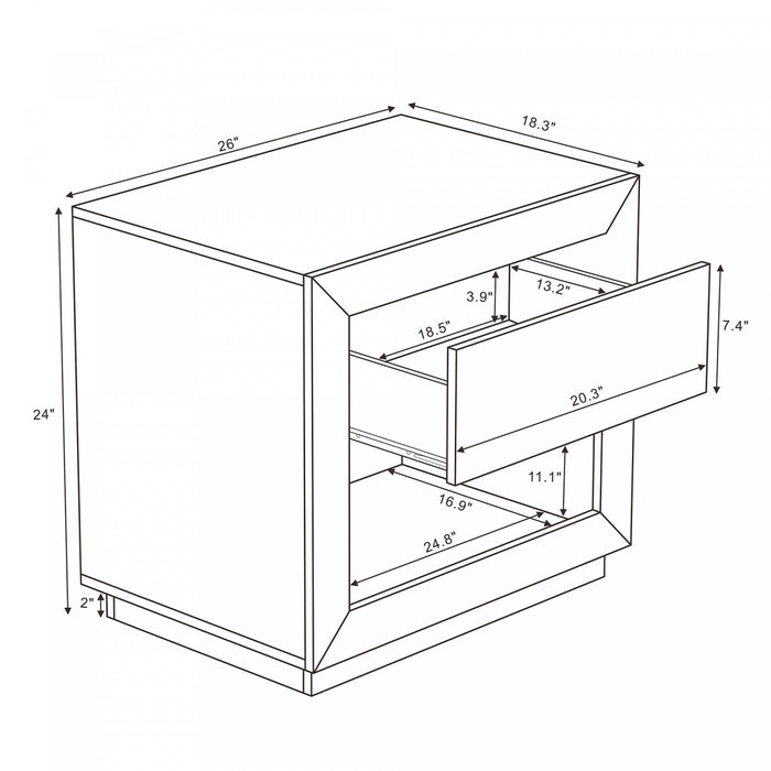 Soren Contemporary 26\" Nightstand in Whitewashed Oak (1-Drawer)