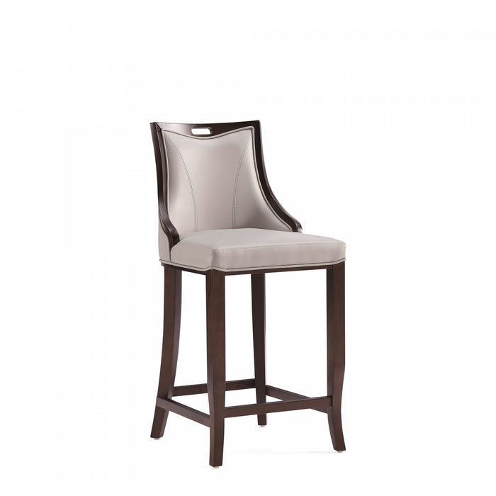Emperor Traditional Wood Upholstered Barstool in Light Gray - Set of 3