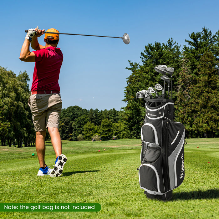 Costway 9 Pcs Men's Complete Golf Club Set Right Handed With 460cc Alloy Driver Irons Gray