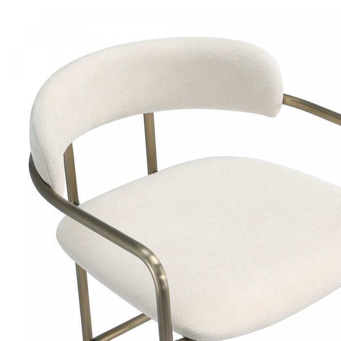 Serene Mid-Century Modern Metal Upholstered Counter Stool in Alabaster