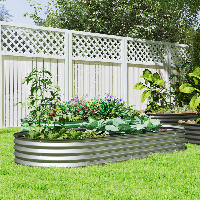 Outsunny Raised Garden Bed, 7' x 3' x 1' Galvanized Planter Box, Silver