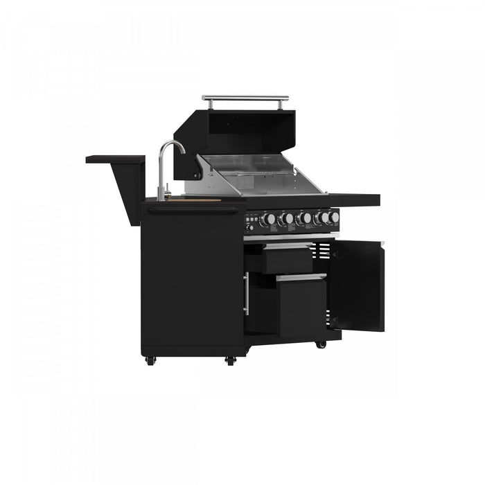 Forno All'Aperto 62,600 BTU BBQ & Sink Module with Black Countertops, Bar & Beverage Center - FODKT2582BLK