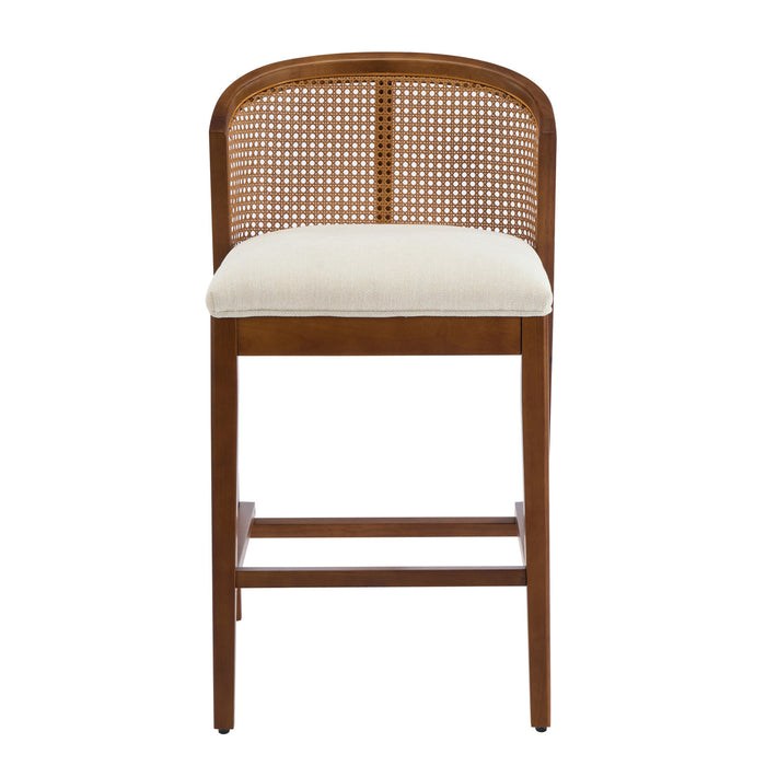 Tatti Rubber Wood Counter Stools with Cane Back Set of 4,Walnut