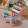 Costway 17.5in Height Mini Keyboard Piano for Kids 25 Keys Electric Piano w/Stool, Music Stand & Microphone