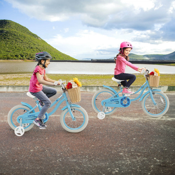 Prorider 14\" Kid's Bike With Training Wheels Adjustable Handlebar Seat Handbrake Blue