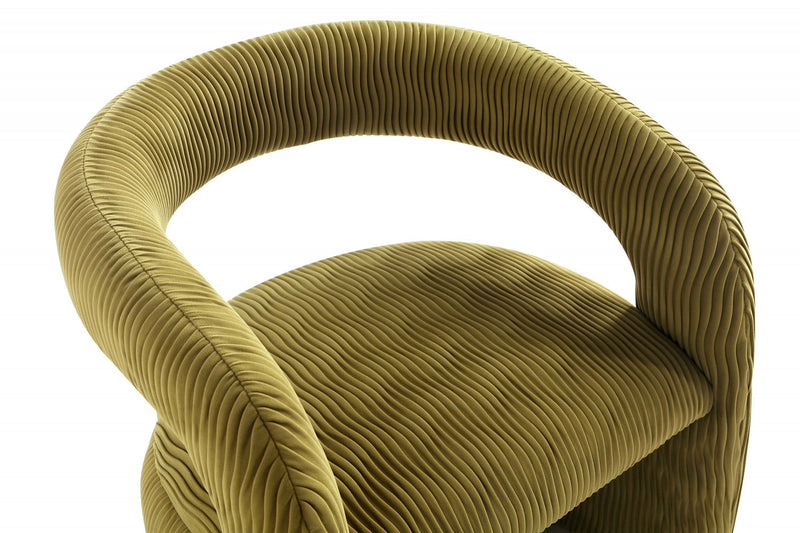 Corvette Mid-Century Modern Velvet Lounge Chair in Olive Green