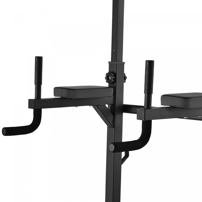 Soozier Foldable Power Tower Pull Up Dip Station With Adjustable Bench