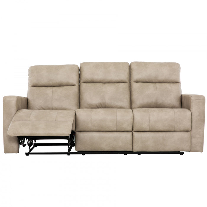 Denton 81 in. Faux Leather Manual Reclining Sofa - Taupe