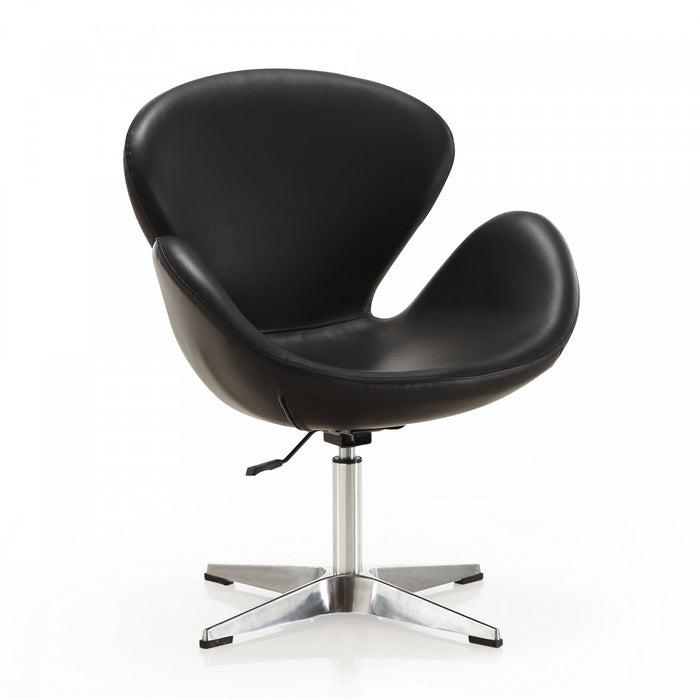 Raspberry Modern Upholstered Swivel Lounge Chair in Black - Set of 2 Accent Chair