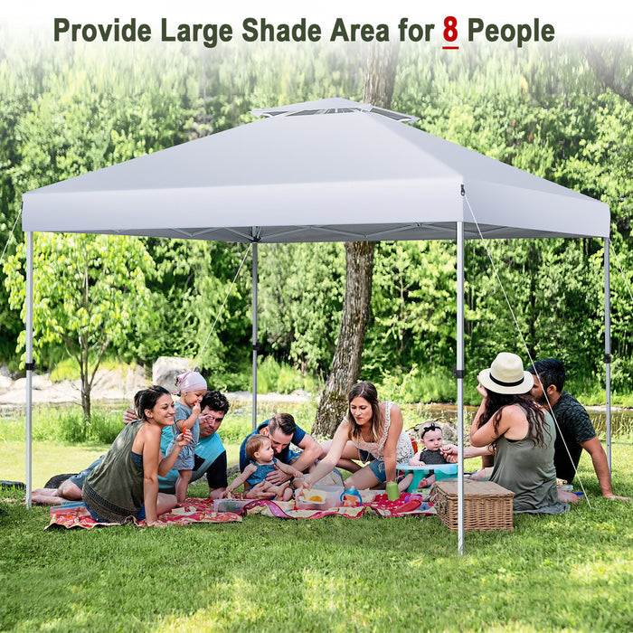 Costway 2-tier 10' X 10' Pop-up Canopy Tent Instant Gazebo Adjustable Carry Bag With Wheel