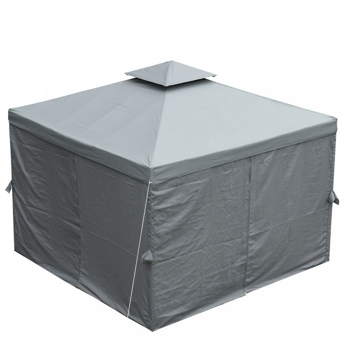 Outsunny 10' X 10' Patio Gazebo Outdoor, Canopy Shelter With Double-tier Roof, Pavilion Sidewalls For Garden Events, Dark Grey