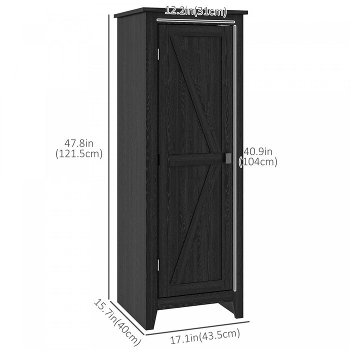 HOMCOM 48\" Kitchen Pantry, Storage Cabinet with Barn Door, Black
