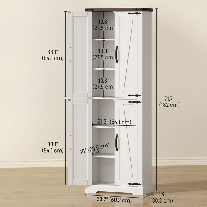 HOMCOM 72\" Pantry Cabinet, Kitchen Storage Cabinet for Dining Room, White