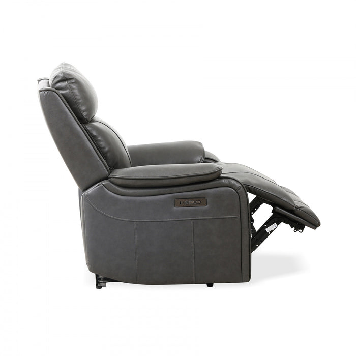 Marlow 60 in. Leather Match Power Reclining Loveseat with USB/USB-C - Charcoal