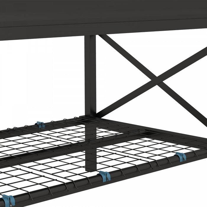 Outsunny Galvanized Raised Garden Bed with Legs and Storage Shelf, Black