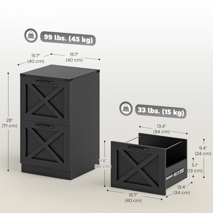 HOMCOM 2 Drawer File Cabinet, Filing Cabinet Fits Letter/A4 Size, Black