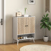 HOMCOM Shoe Storage Cabinet, 5-Tier Shoe Cabinet with Doors, Natural Tone