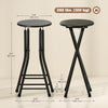 HOMCOM 24" Bar Stools Set of 2, Folding Bar Chairs with Footrest, Black