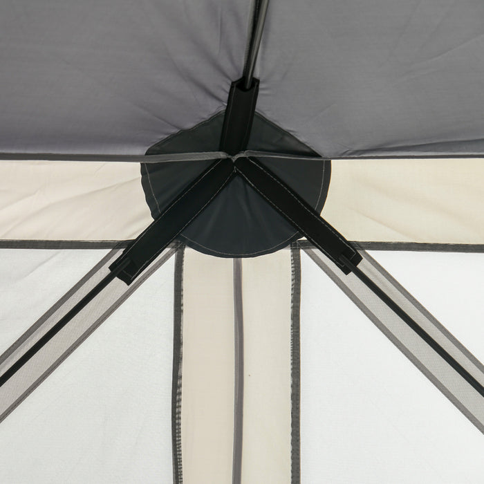Outsunny 12' X 12' Hexagon Automatic Pop Up Screen Tents Camping Shelter Picnic Canopy Outdoor Sun Shade W/ Mesh Sidewalls And Carry Bag Grey