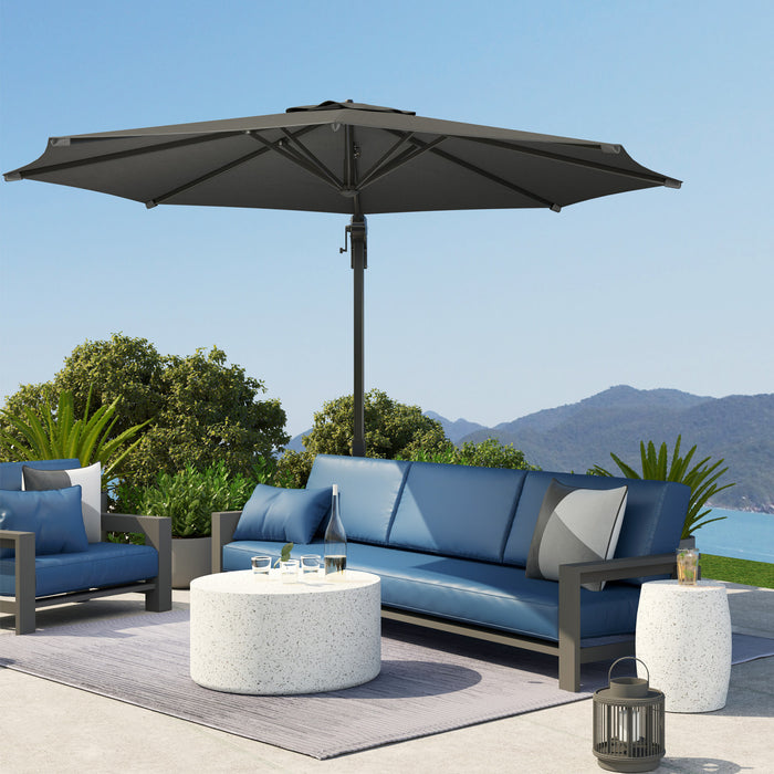 Outsunny 10' Offset Patio Umbrella 360° Rotation Cantilever Umbrella, Grey