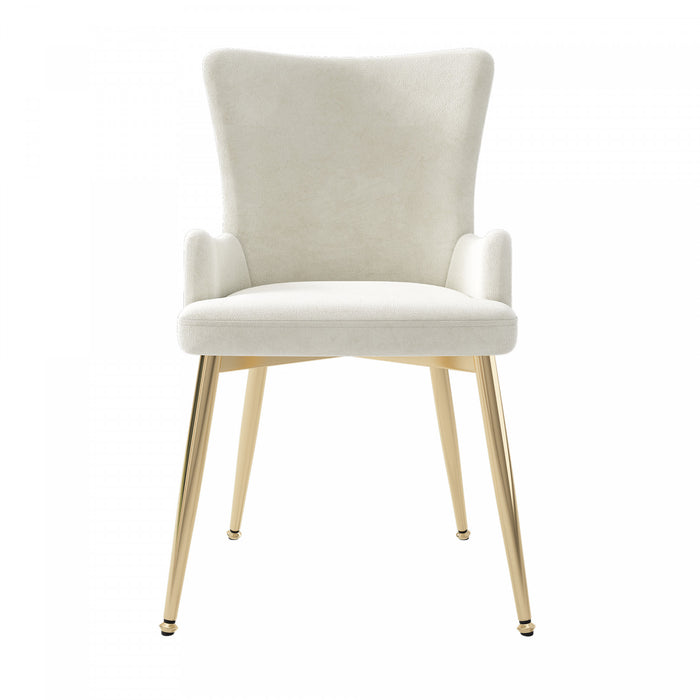Luna Velvet Dining Chairs with Tufted Upholstered and Gold Metal Legs Set of 4, Beige