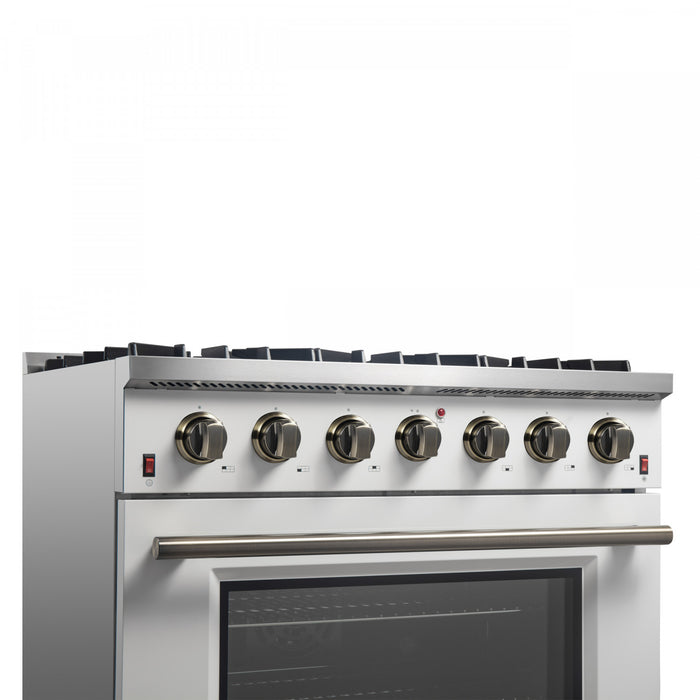 Forno Galiano 36-inch Gas Range in White, 5.36 cu.ft. - FFSGS6244-36WHT