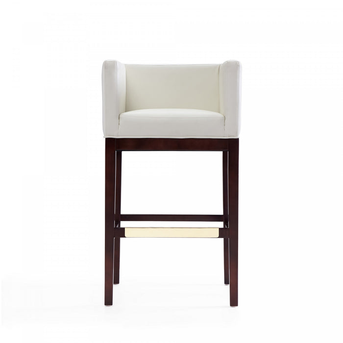Kingsley Mid-Century Modern Wood Upholstered Barstool in Ivory - Set of 2