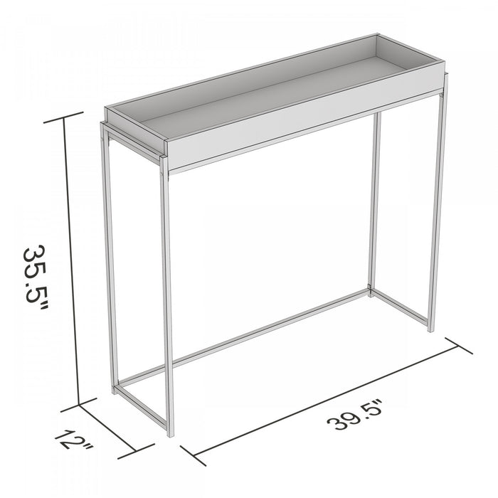 40” Modern Console Table With Sunkey Tray - Dark Taupe With Black Metal