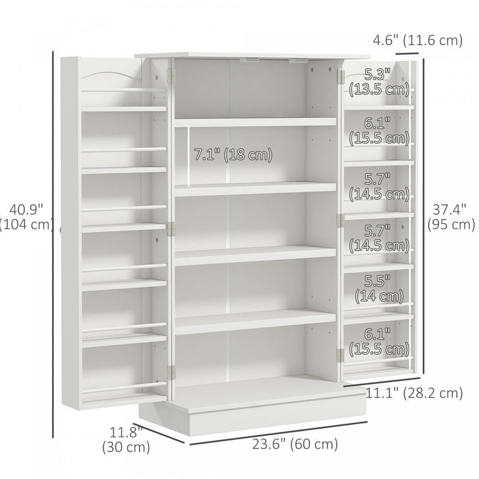 HOMCOM Kitchen Pantry Storage Cabinet w/ 5-tier Shelving White