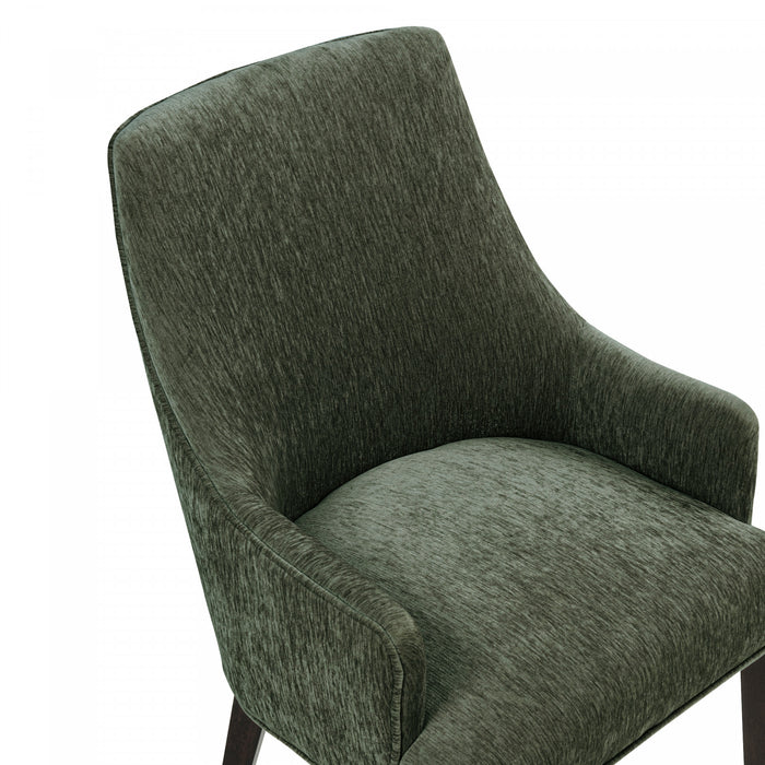 Beever Modern Chenille Wood Armchair in Forest Green