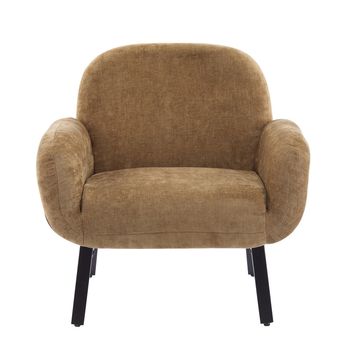 Audrey Solid Wood Ergonomic Accent Armchair with Fabric Upholstery,Khaki Accent Chair