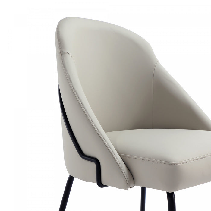 Gracie Modern Metal Vegan Leather Dining Chair in Stone Gray and Black