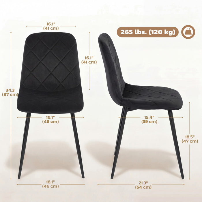 HOMCOM Dining Chairs Set of 4, Kitchen Chair with Metal Legs, Black