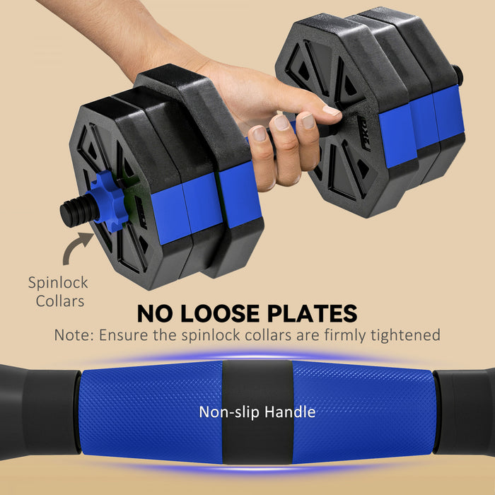 Soozier 6-in-1 Adjustable Dumbbell Set, 44lbs Free Weights Set, Blue