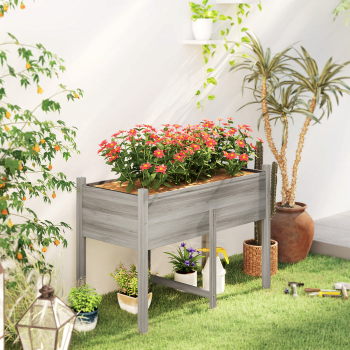 Outsunny Wooden Raised Garden Bed Elevated Planter Box For Flower, Grey
