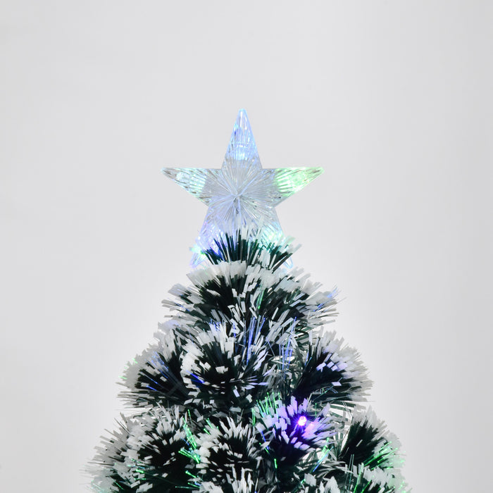 Homcom 4ft Pre-lit Optical Fiber Artificial Christmas Tree With 16 Led Lights And 130 Branches