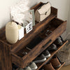 HOMCOM Narrow Shoe Cabinet with 2 Flip Doors and Top Drawer, Rustic Brown