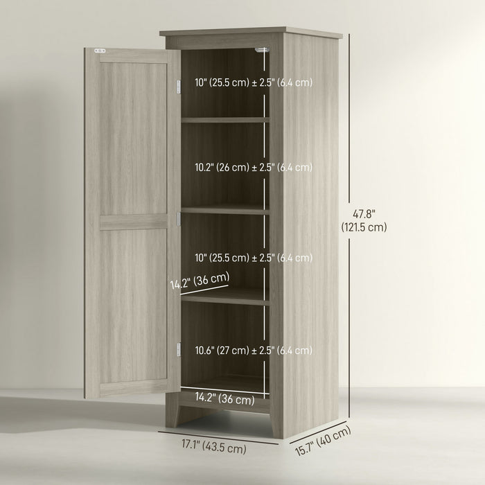 HOMCOM 48\" Kitchen Pantry, Storage Cabinet with Barn Door, Grey