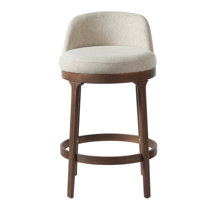 Amelia Ergonomic Rubberwood Counter Height Bar Stool Set of 2 with Upholstered Fabric,Walnut